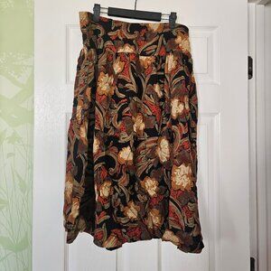 Boston Traveler Black Paisley Midi Skirt Size 16